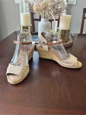 Women's Golden Beige Espadrille Wedge Sandals